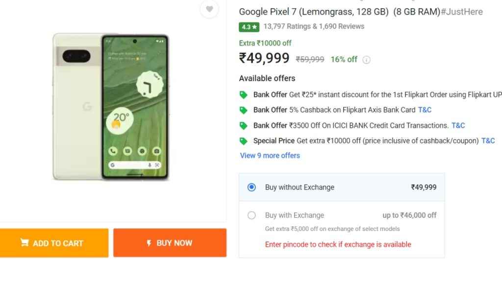 Google Pixel 7 Flipkart Deal