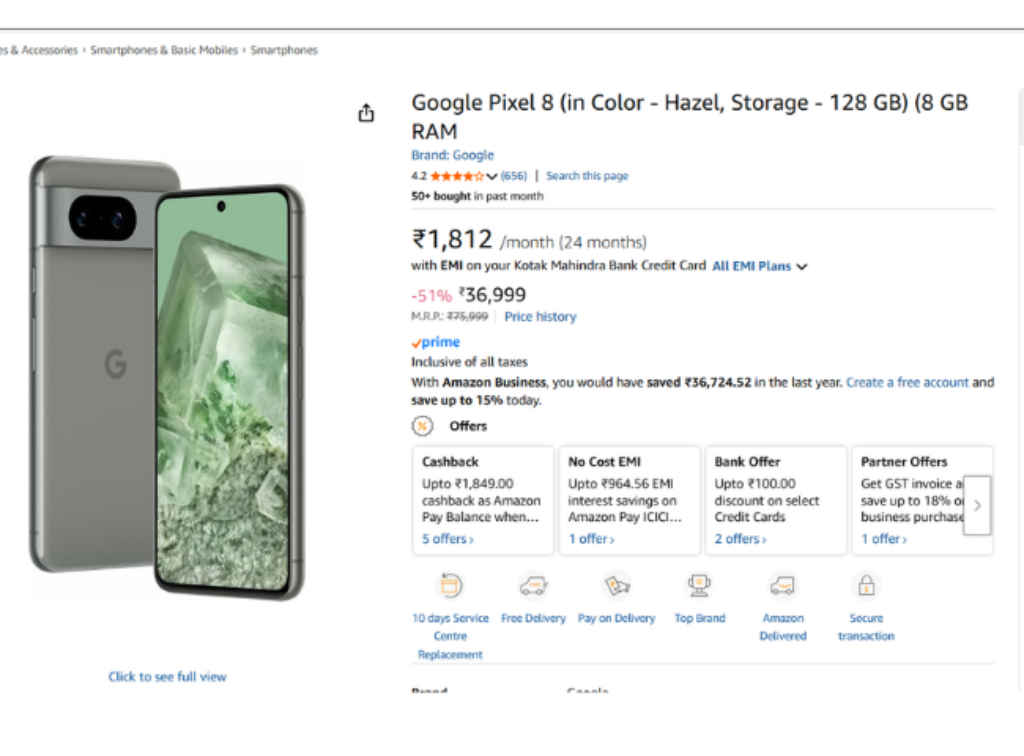 Google Pixel 8 gets massive Price drop on amazon deal