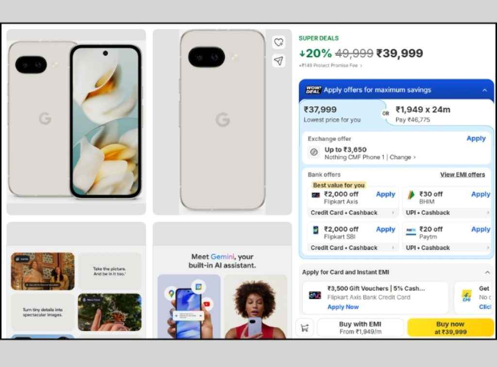 Google Pixel 9a deal on flipkart