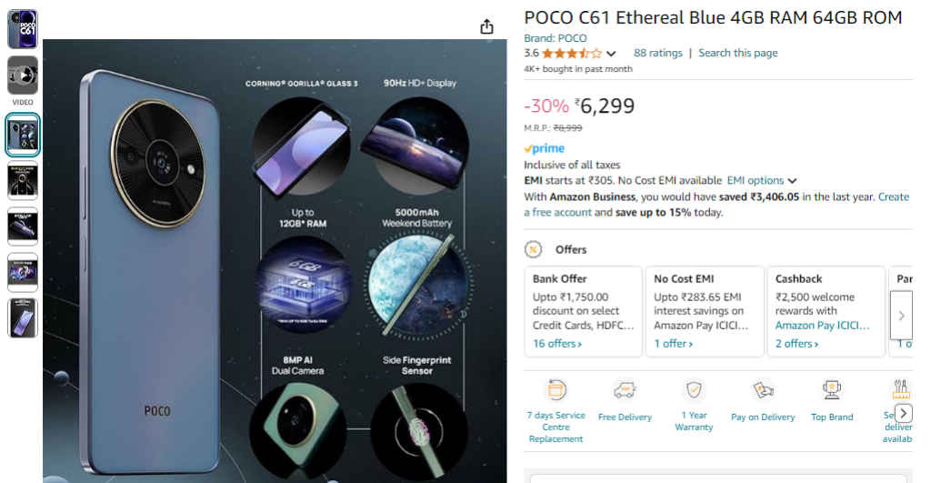 Grab POCO C61 smartphone