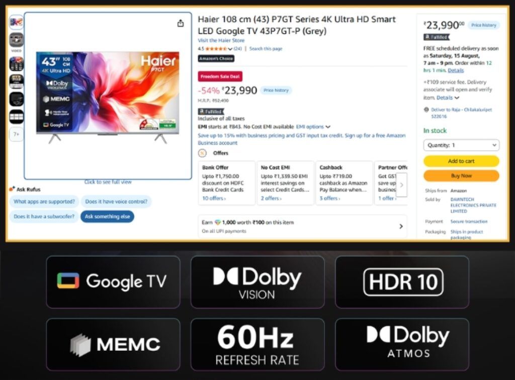 Haier 43 Smart Tv Deal on amazon great freedom sale 2026