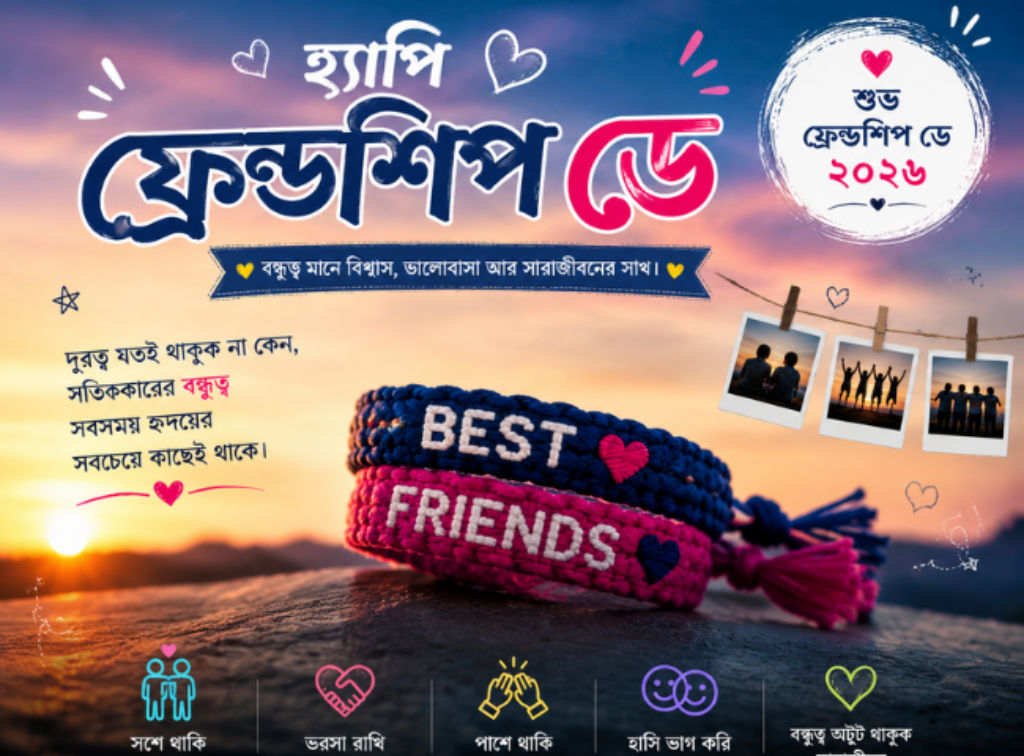 Happy Friendship Day 2026 Wishes Bangla Quotes Messages Images WhatsApp Status