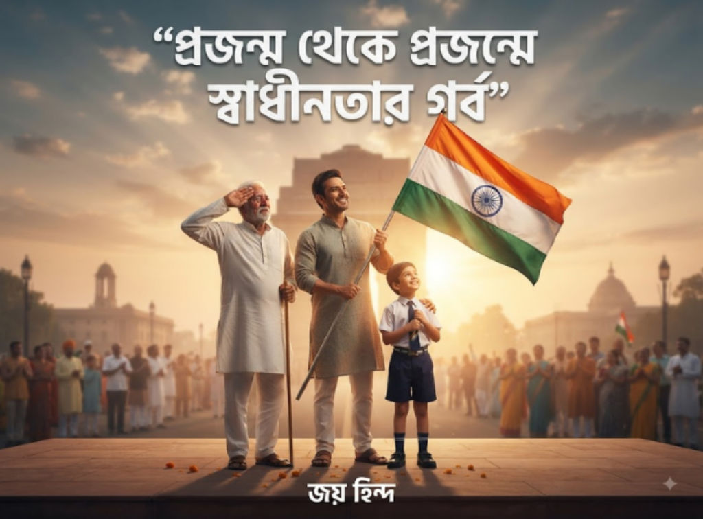 Happy Independence Day 2026 Wishes Bengali quote greetings WhatsApp message image Instagram Facebook status