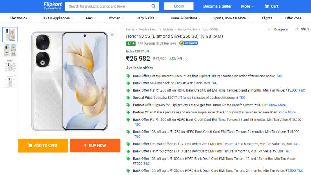Honor 90 5G - Price Cut in India 2024