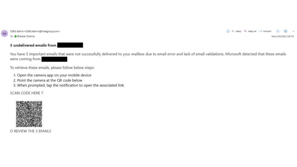How Digit detected a QR code scam email
