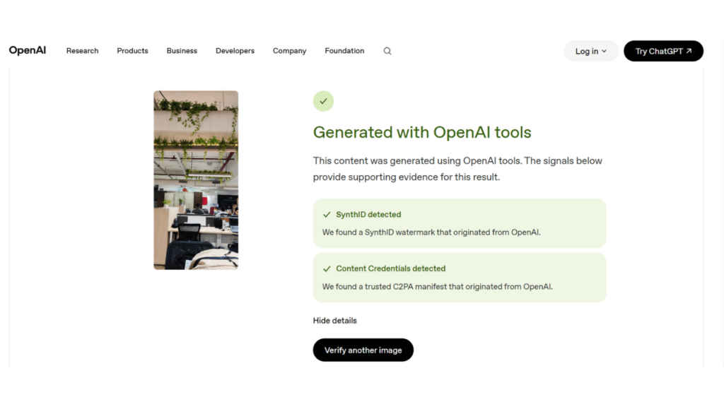 How to check if the image shared is generated or edited by OpenAI-1
