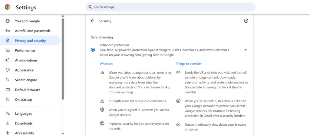 How to enable Enhanced Protection in Google Chrome