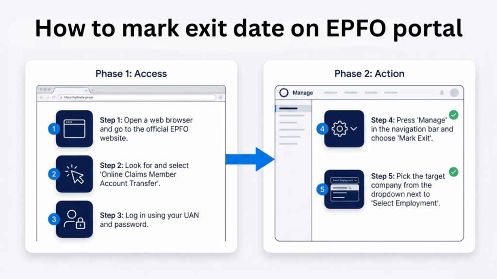 How to mark exit date on EPFO portal