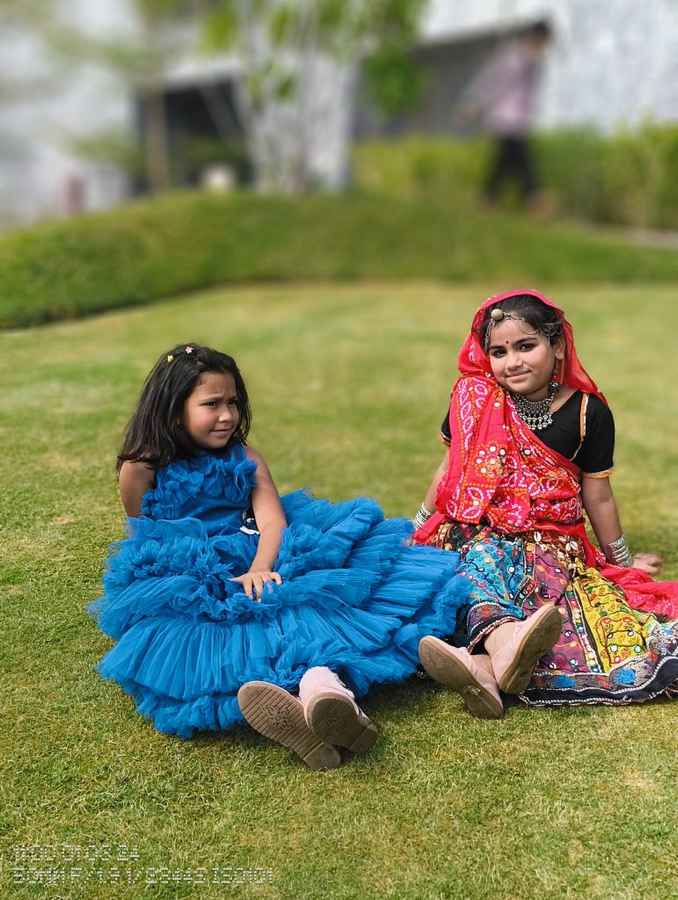 Nothing Phone (2a) Camera Review - a well-lit photo photo of two young girl in ethnic dresses taken in the morning or late afternoon