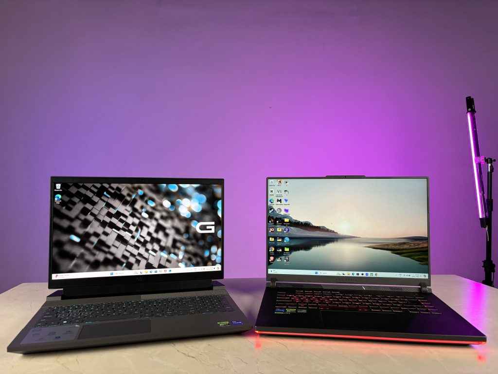 Dell G15 Vs ASUS Strix G16 Comparison Review: Laptops Screen facing the camera