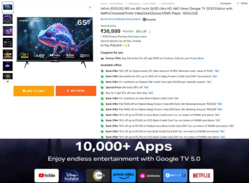 Infinix (65) QLED Smart Tv