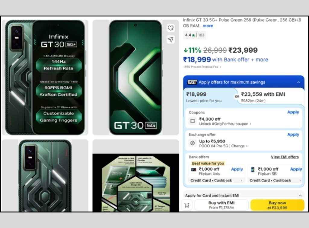 Infinix GT 30 5G+ limited period deal from flipkart