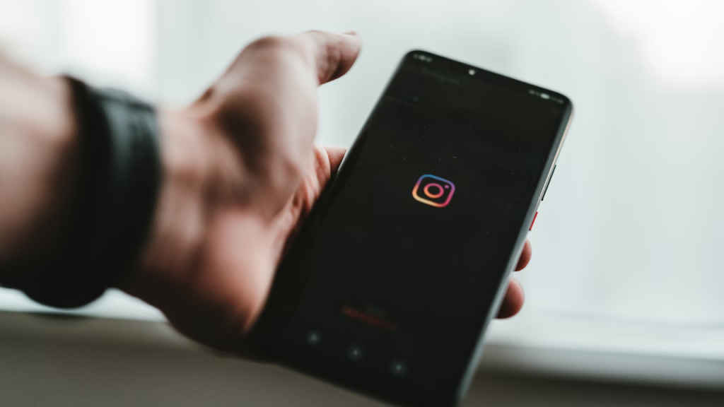 Phone screen displaying Instagram logo