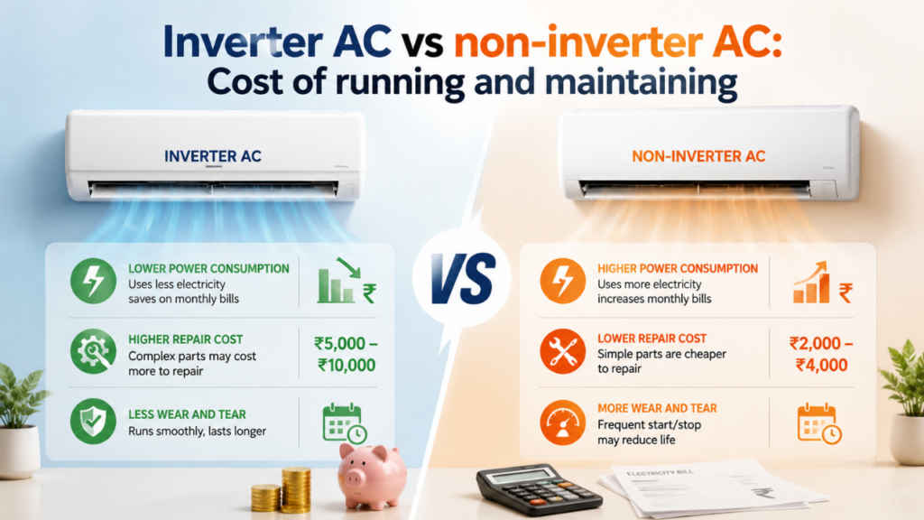 Inverter AC vs non-inverter AC Cost of running and maintaining
