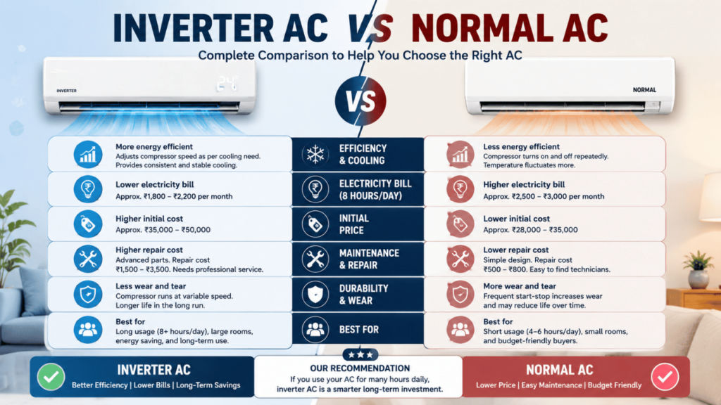 Inverter AC vs normal AC compared