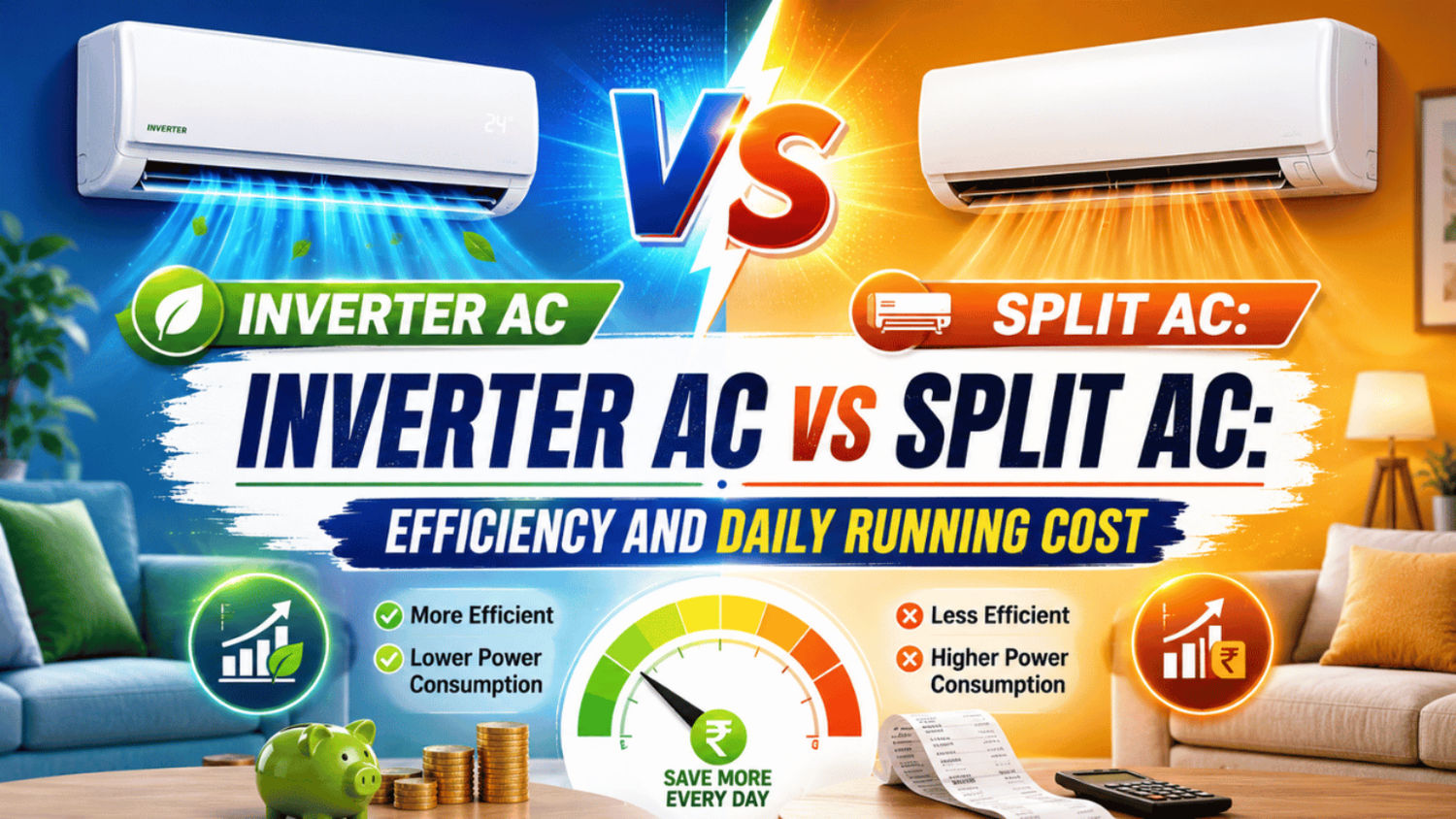 Inverter AC vs split AC: Which is one is cheaper, is more efficient and ...