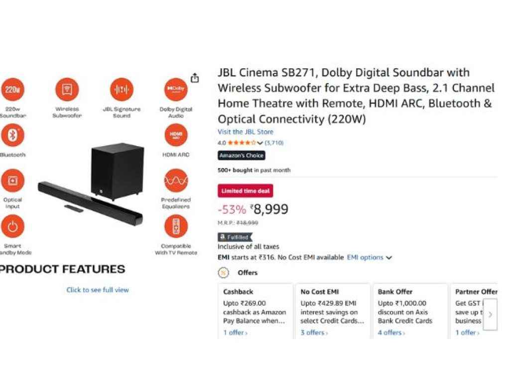 JBL Cinema SB271 soundbar