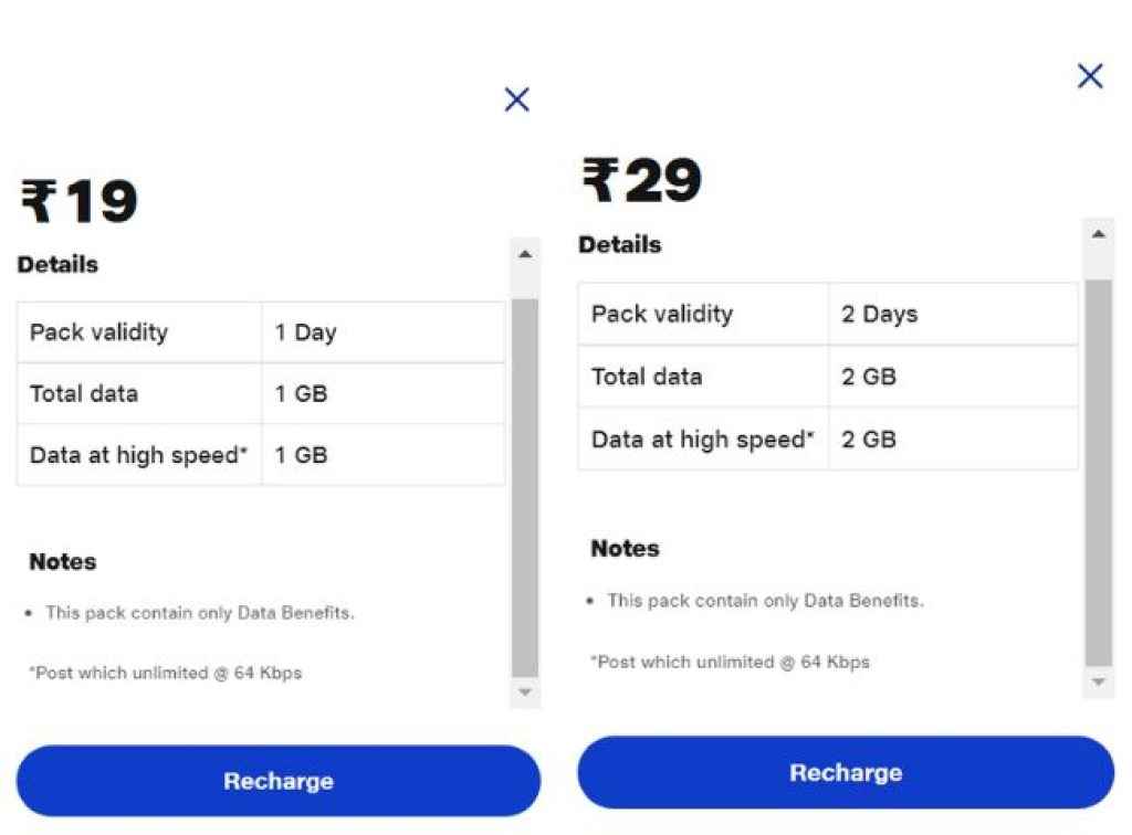 JIO Data pack