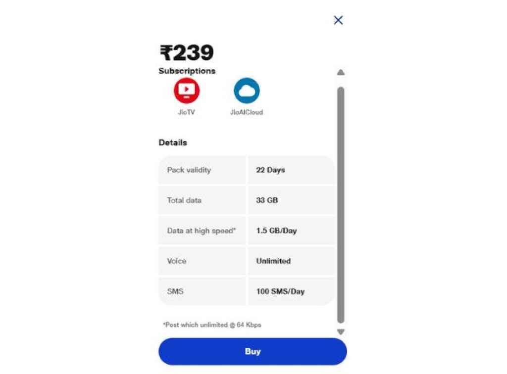 JIo rs 239