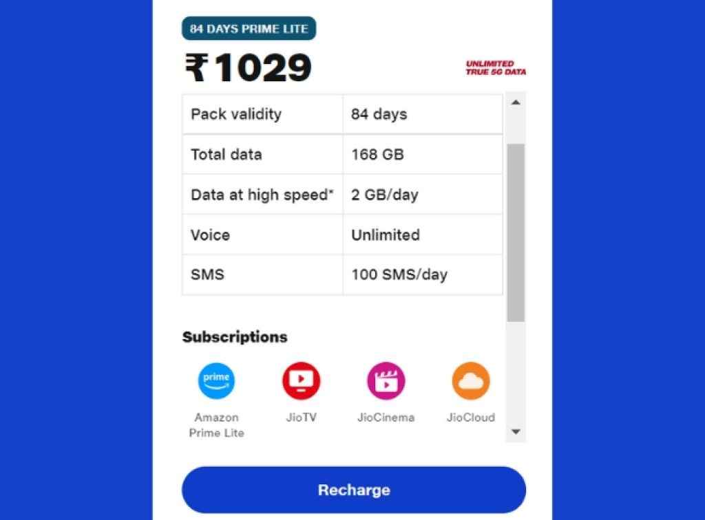 Jio 1029 Plan