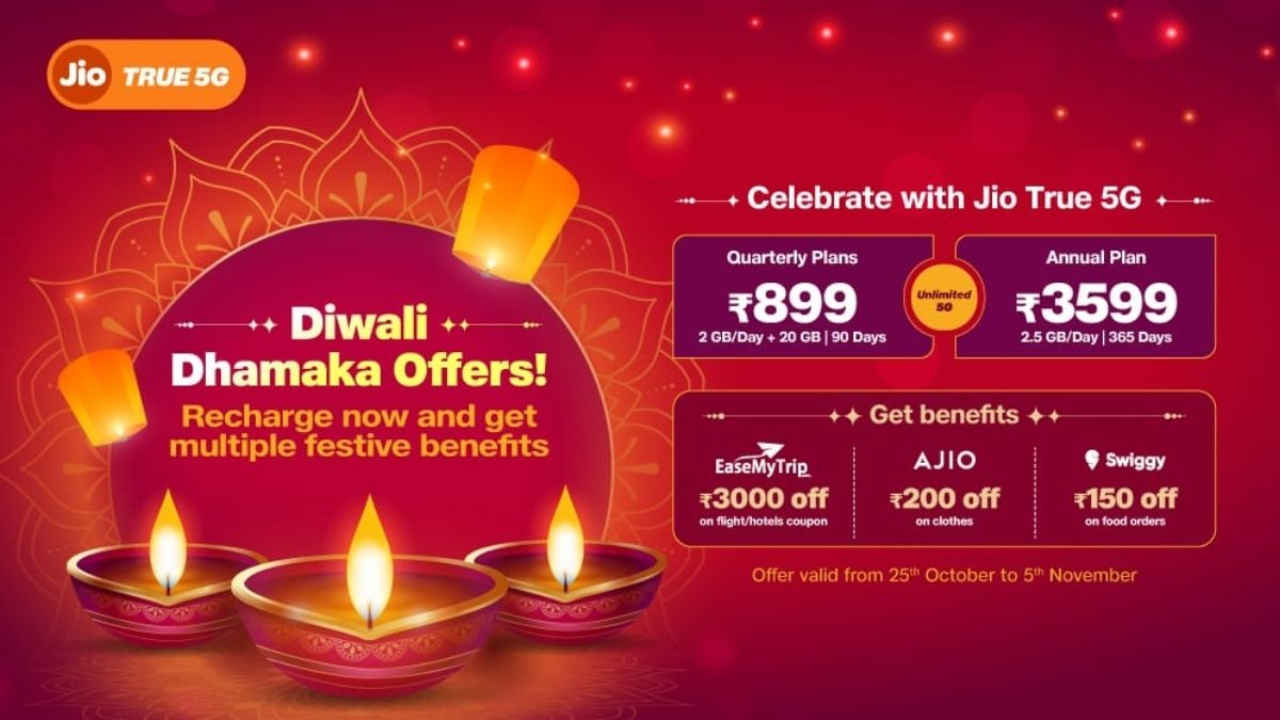 Jio’s Diwali offers on recharge of Rs 899 and Rs 3,599 are here: Here’s what all you can get