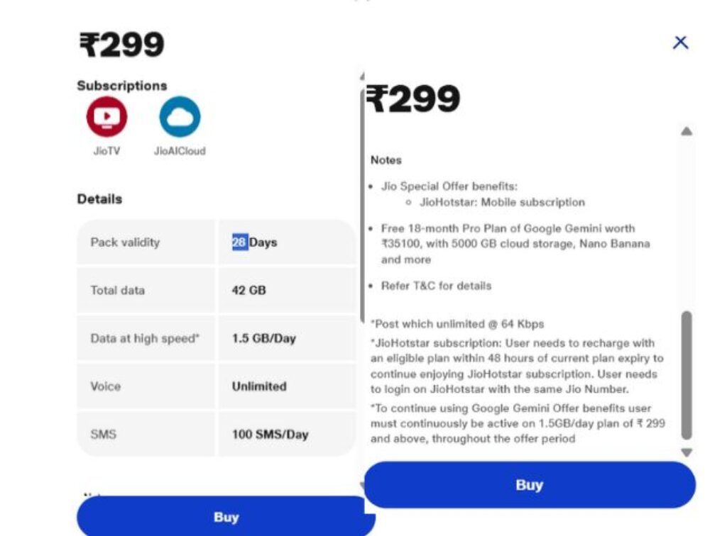 Jio 299