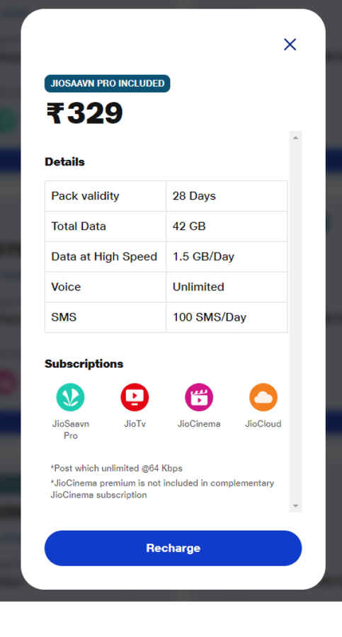 Jio 329 recharge plan