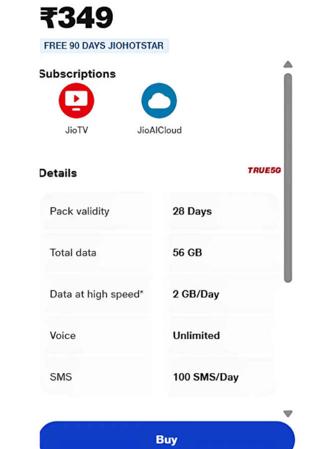 Reliance Jio 349 Plan Details