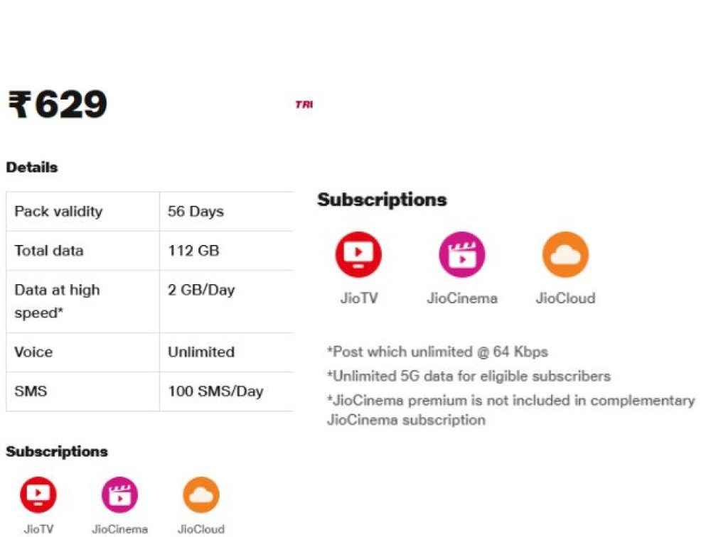 Jio 629 pack