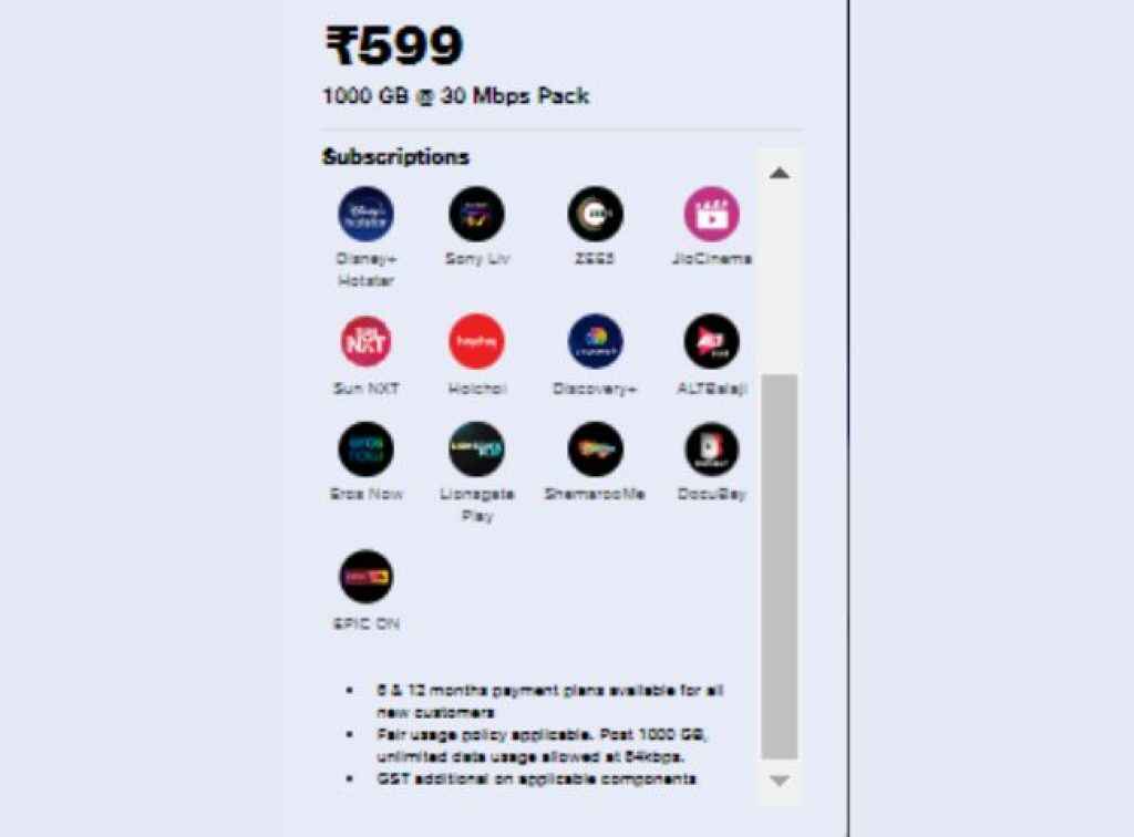 Jio AirFiber Rs 599 Plan