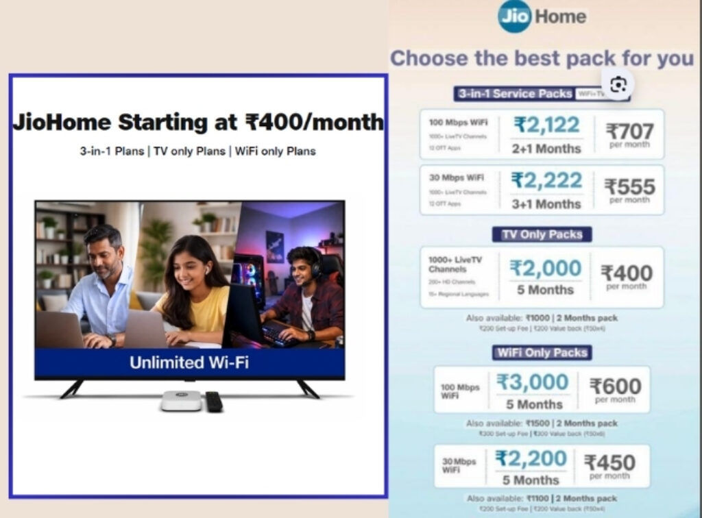 Jio Home 3 in 1 plans
