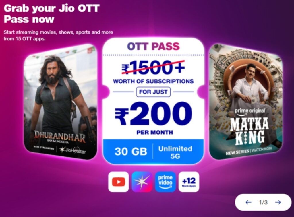Jio New Offer Jio OTT Pass
