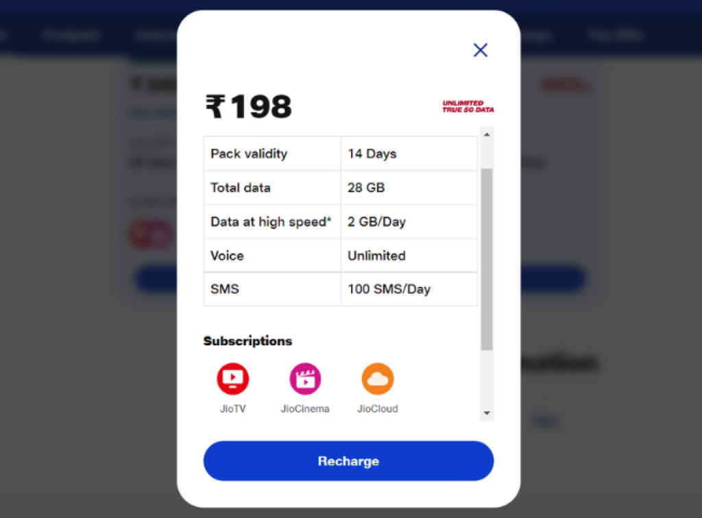 Jio New Rs 198 Plan