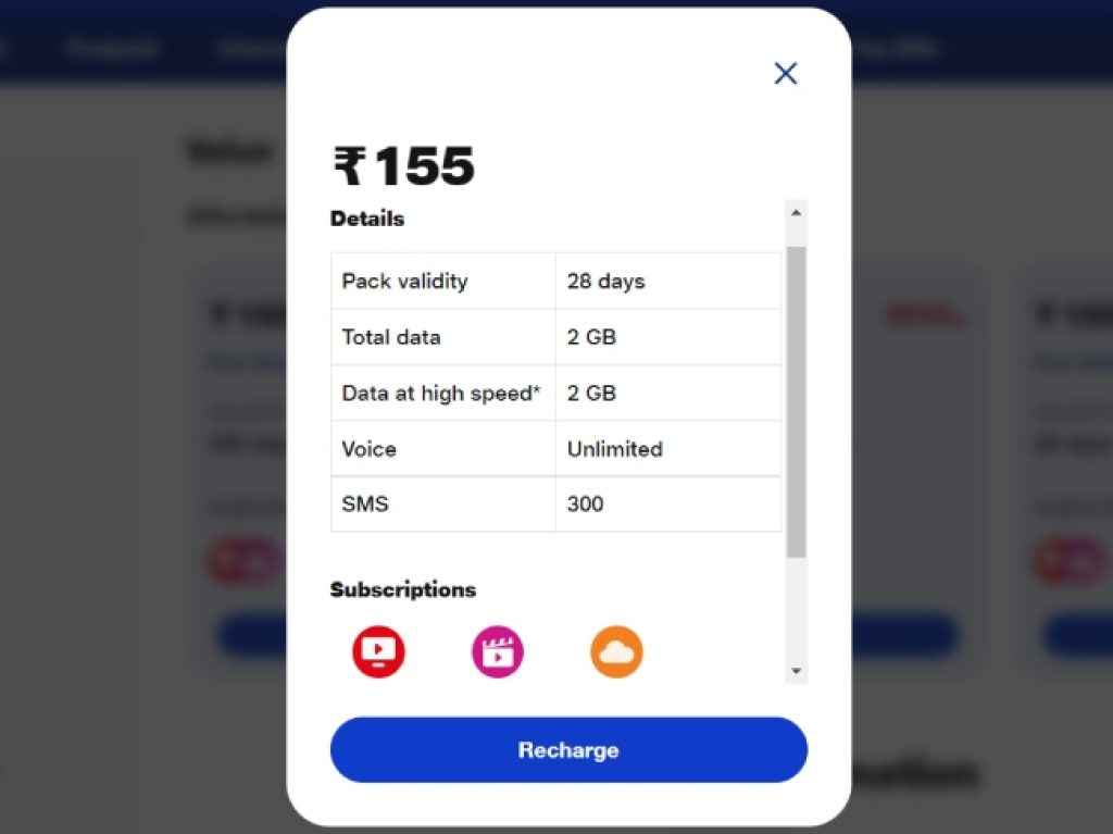 Jio Prepaid Plan Rs 155 