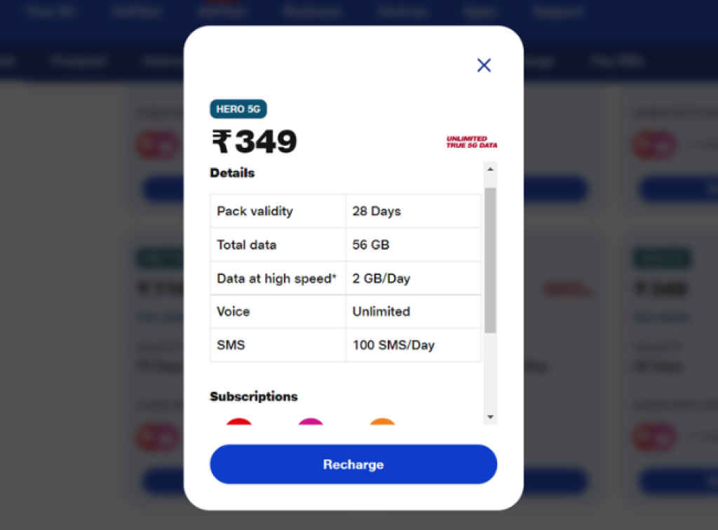 Reliance Jio Rs 349 Prepaid Plan