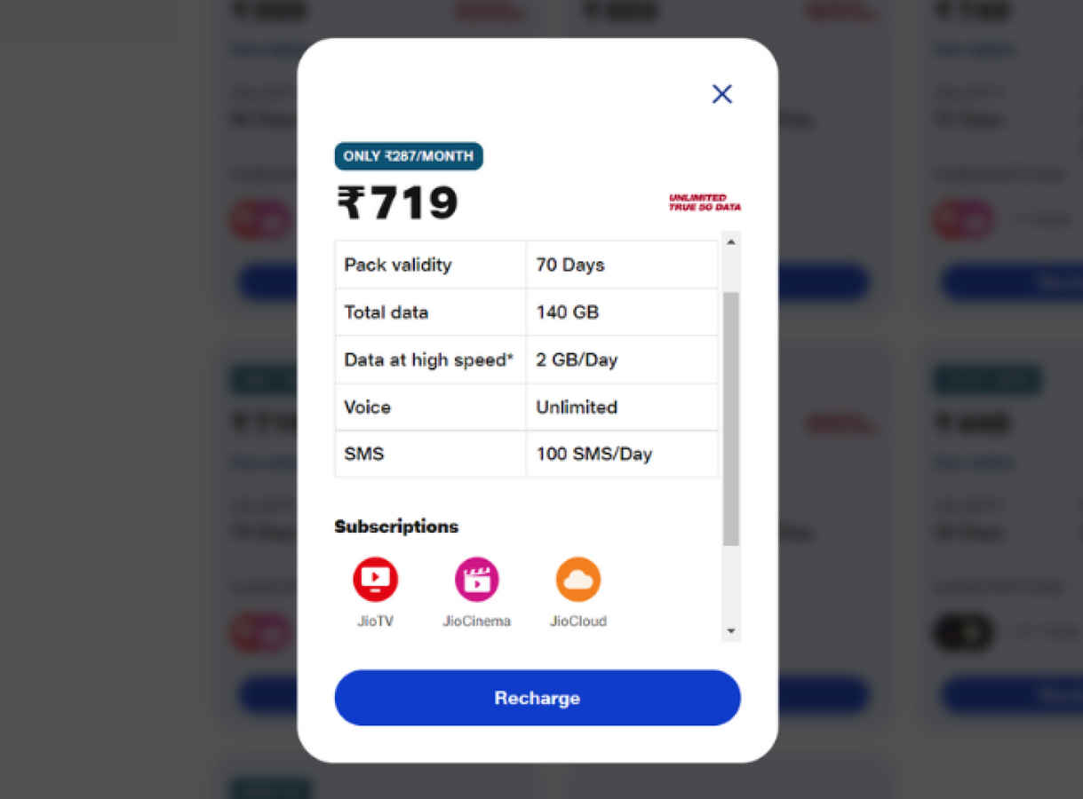 Reliance Jio Rs. 719 Recharge Plan-
