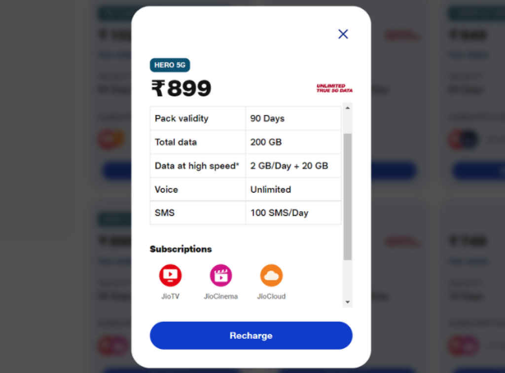 Jio Rs 899 Plan