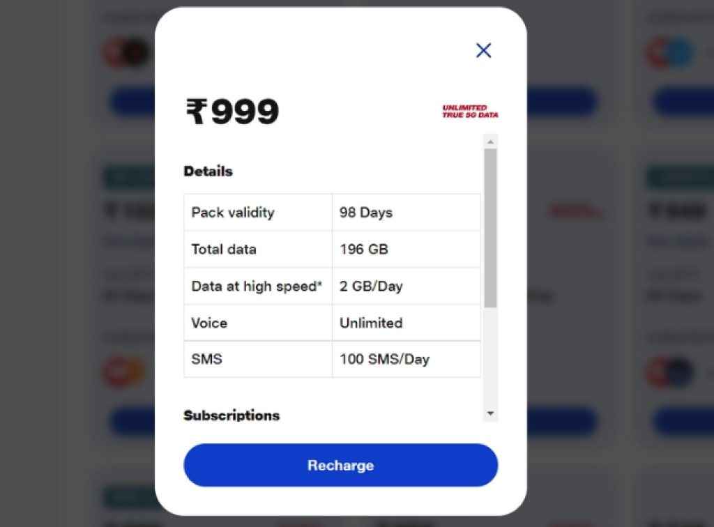 Jio Rs 999 Prepaid Plan