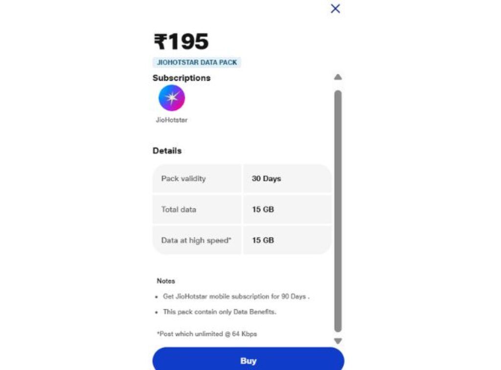 Jio rs 195