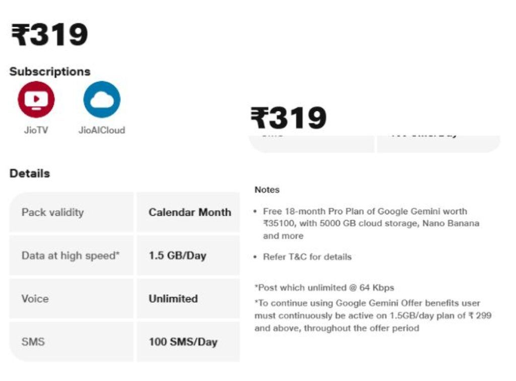 Jio rs 319