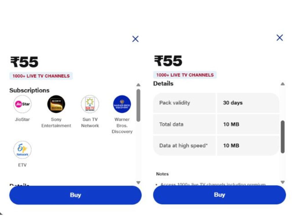 Jio rs 55 plans
