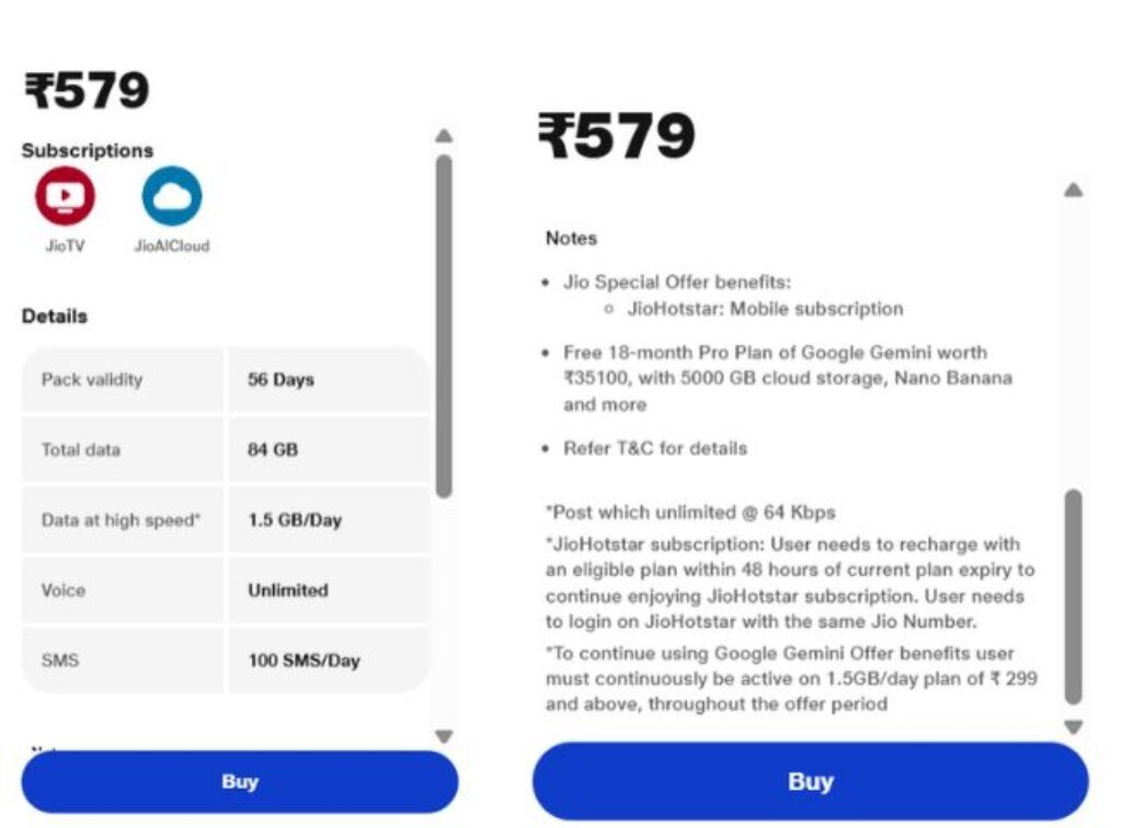 Jio rs 579