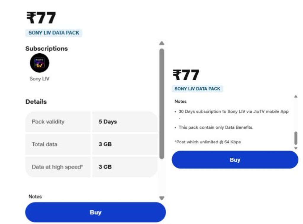 Jio rs 77