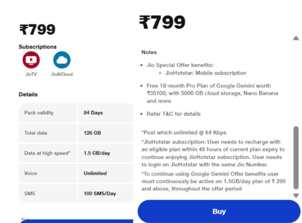 Jio rs 799 (