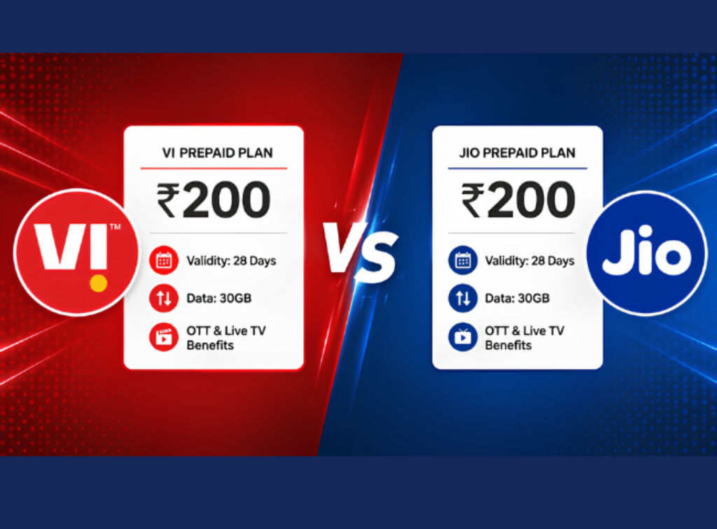 Jio vs Vodafone Idea 200 Prepaid plan validity data ott benefits