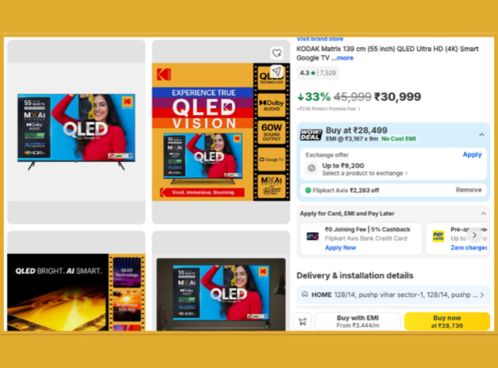 KODAK QLED Smart Tv deal on flipkart