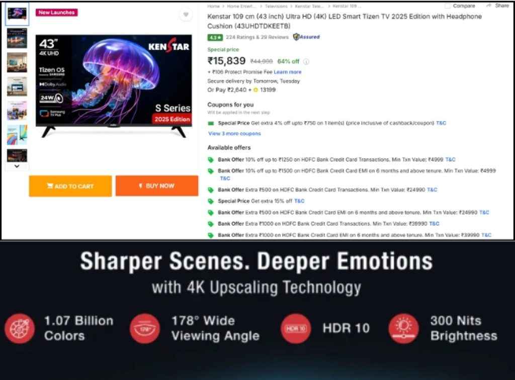 Kenstar (43) 4K Dolby Smart Tv