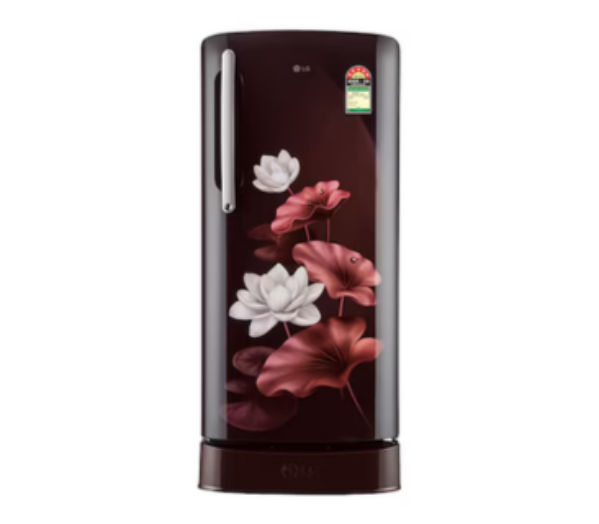 LG 201 L Single Door Refrigerator with Base Stand Drawer, Smart Inverter Compressor, Direct Cool, Scarlet Lotus, 5 Star