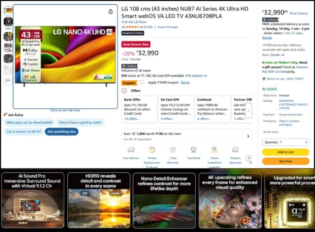 LG Nano Smart Tv deal on amazon great summer sale