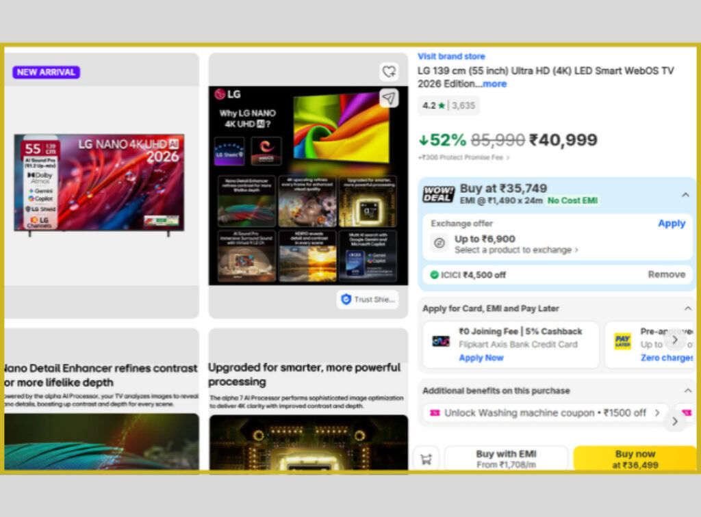 LG Nano Smart Tv deal on flipkart bbd sale